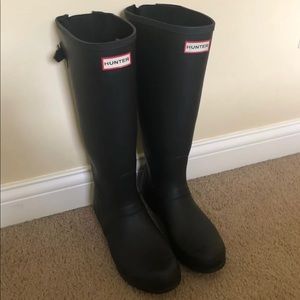Matte Black Tall Hunter Boots